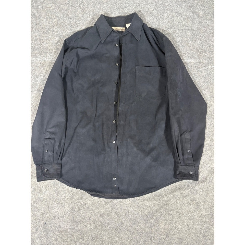 Fieldmaster Long Sleeve Button Down Shirt Men Size‎ L Large Black Pocket